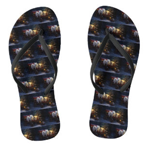American Eskimo Snowy Sleigh Weihnachtsdekor Flip Flops