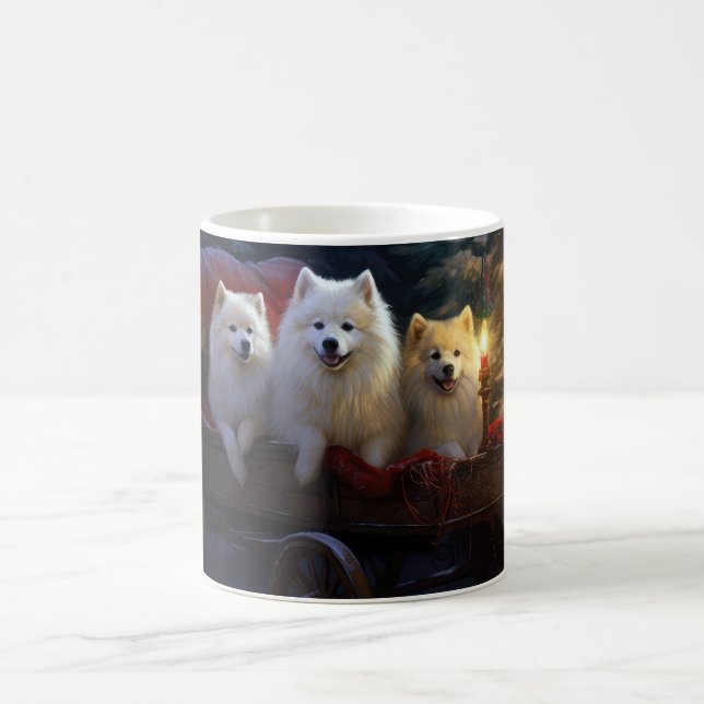 American Eskimo Snowy Sleigh Weihnachtsdekor Kaffeetasse (Mittel)