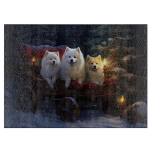 American Eskimo Snowy Sleigh Weihnachtsdekor Schneidebrett