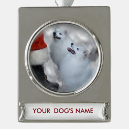 American Eskimo Weihnachtsgeschenke Personalisiert Banner-Ornament Silber