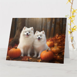 American Eskimo Welpe Autumn Delight Pumpkin Karte