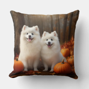 American Eskimo Welpe Autumn Delight Pumpkin Kissen