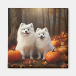 American Eskimo Welpe Autumn Delight Pumpkin Magnet