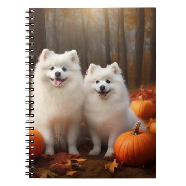 American Eskimo Welpe Autumn Delight Pumpkin Notizblock (Vorderseite)
