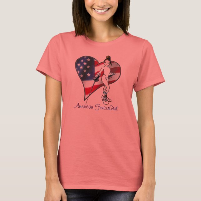 American FencerGrrl - USAHerart T-Shirt (Vorderseite)