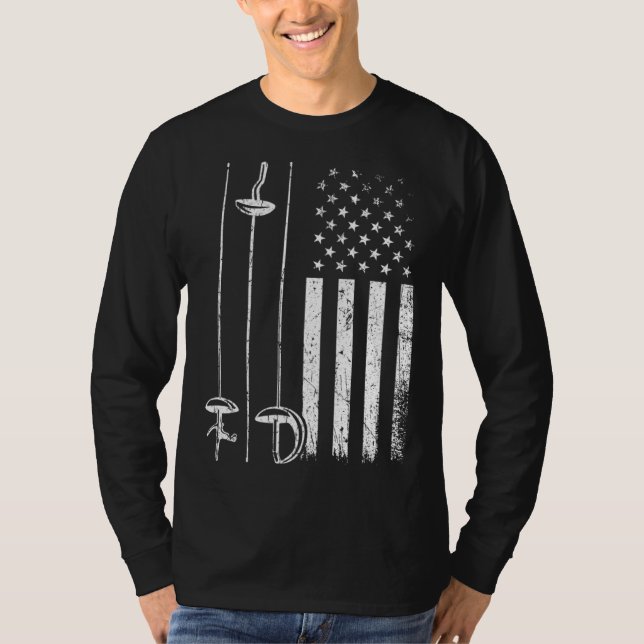 American Fencing Gear Patriotic Fencer 4th of July T-Shirt (Vorderseite)