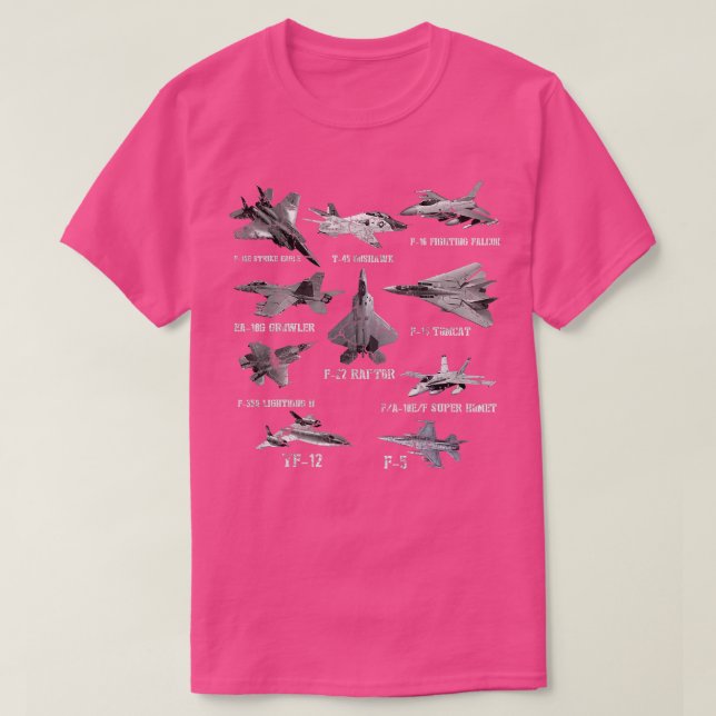 American Fighters Jets F22 Raptor F14 Comcat Flugz T-Shirt (Design vorne)