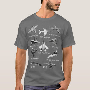 American Fighters Jets F22 Raptor F14 Comcat Flugz T-Shirt