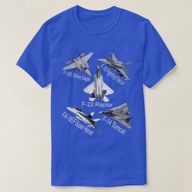 American Fighters Jets F22 Raptor F14 Tomcat Flugz T-Shirt (Design vorne)