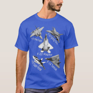 American Fighters Jets F22 Raptor F14 Tomcat Flugz T-Shirt