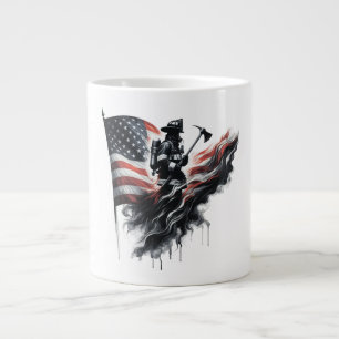 American firefighter.Flag of the United Staaten. Jumbo-Tasse