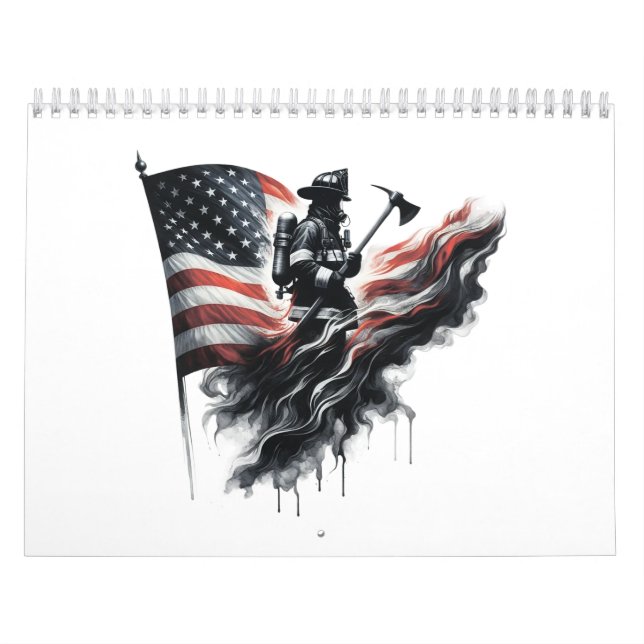 American firefighter.Flag of the United Staaten. Kalender (Titelbild)