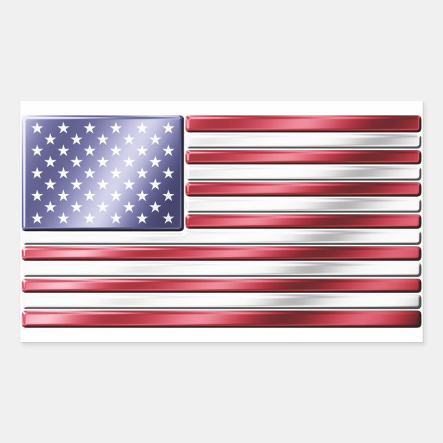 American Flag 2 - USA - Metallic Rechteckiger Aufkleber (Vorderseite)