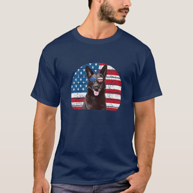 American Flag 4. Juli GSD D T-Shirt (Vorderseite)