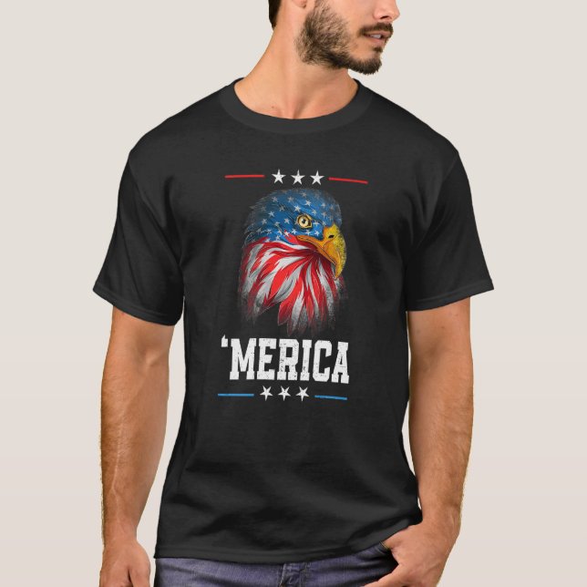 American Flag 4. Juli 'merica Bald Eagle Usa T-Shirt (Vorderseite)