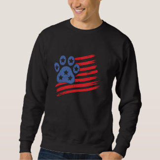 American Flag 4. Juli Päw Print Funny Dog Liebe Sweatshirt