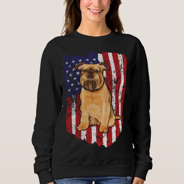 American Flag 4 July Brussels Griffon Sweatshirt (Vorderseite)