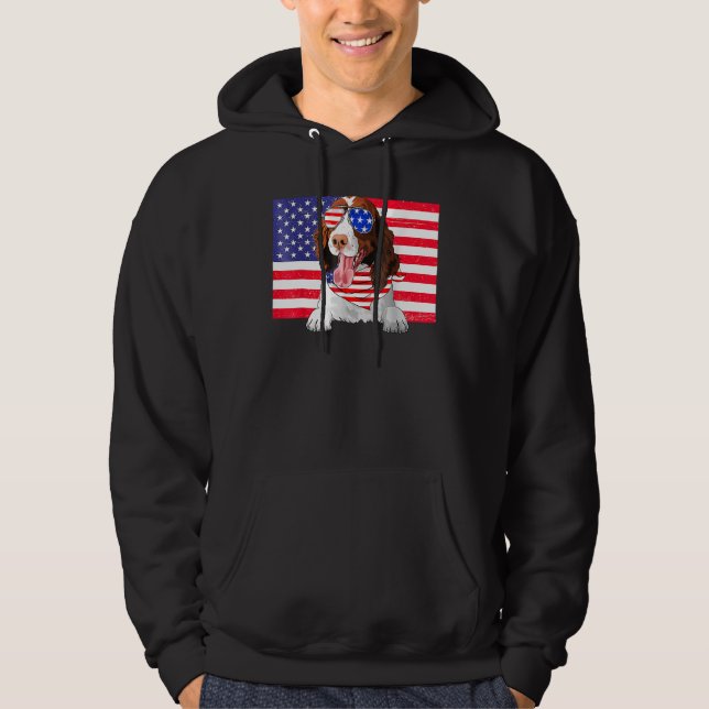 American Flag 4th Of July English Springer Spaniel Hoodie (Vorderseite)