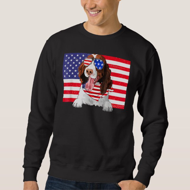 American Flag 4th Of July English Springer Spaniel Sweatshirt (Vorderseite)