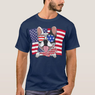 American Flag 4th of July French Bulldog Dad Mom D T-Shirt