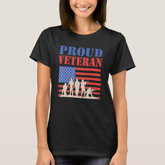 American Flag 4th Of July Proud Veteran Veteran's  T-Shirt (Vorderseite)