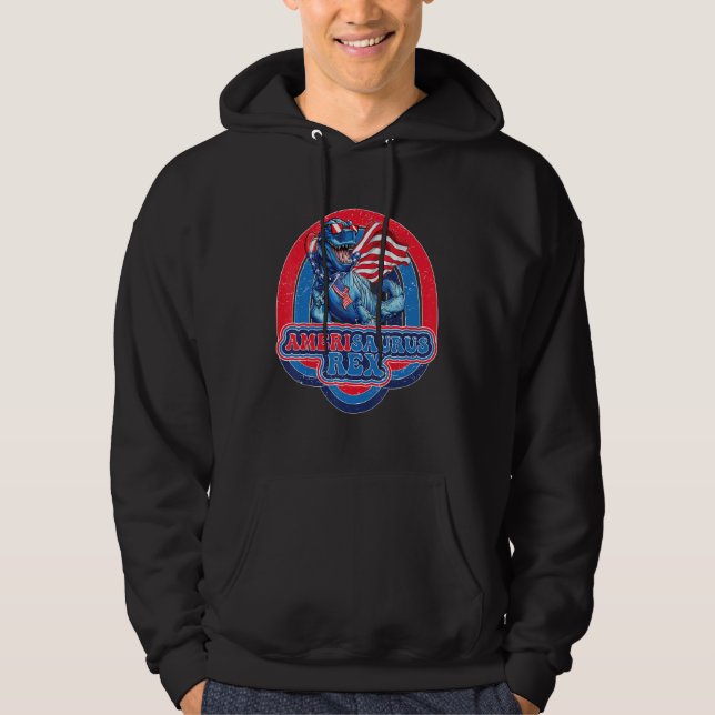 American Flag 4th Of July Rex Dinosaur Amerisaurus Hoodie (Vorderseite)