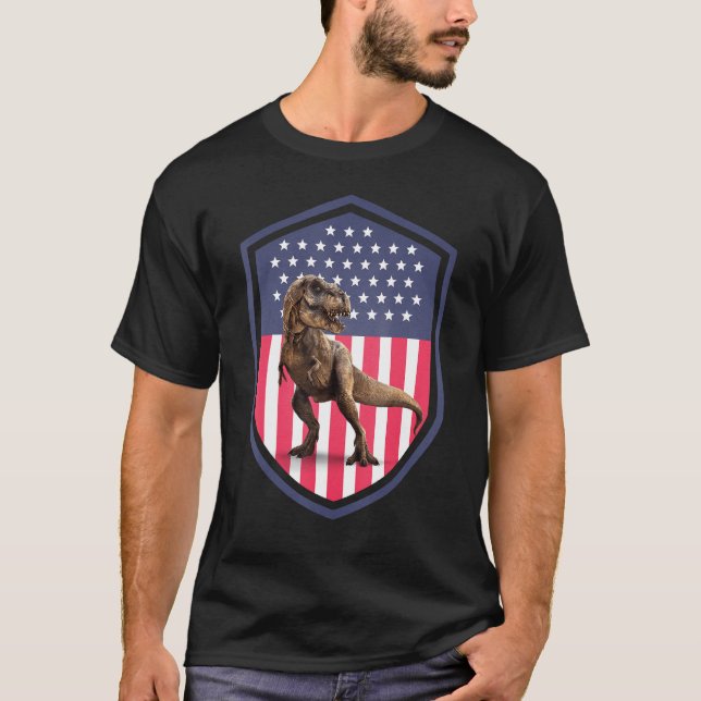 American Flag 4th of July Rex Dinosaur Amerisaurus T-Shirt (Vorderseite)