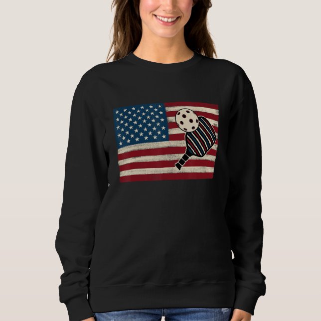 American flag 4th of July USA Patriotic Pickleball Sweatshirt (Vorderseite)