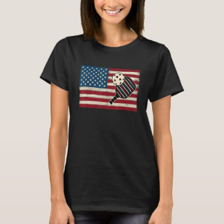 American flag 4th of July USA Patriotic Pickleball T-Shirt