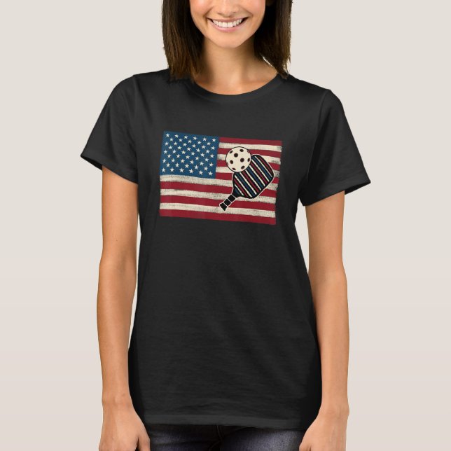 American flag 4th of July USA Patriotic Pickleball T-Shirt (Vorderseite)