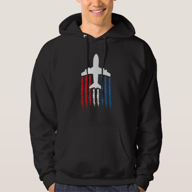 American Flag 747 Jumbo Jet July 4th Hoodie (Vorderseite)