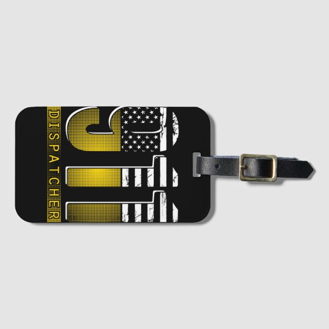 American Flag 911 Dispatcher Gold USA Gepäckanhänger (Vorderseite (Horizontal))