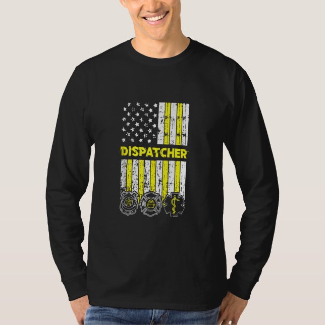 American Flag 911 Operator Dispatch Er Police Fire T-Shirt (Vorderseite)