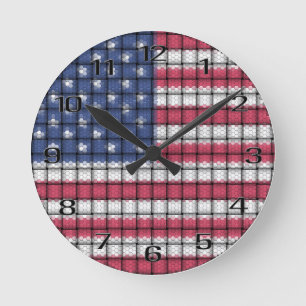 American Flag Acryl Wall Clock Runde Wanduhr