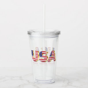 American Flag Acrylic Tumbler USA Patriotic Acryltrinkbecher
