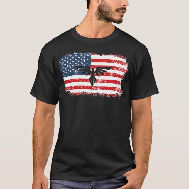American Flag Adler 4. Juli Patriotische Männer T-Shirt (Vorderseite)