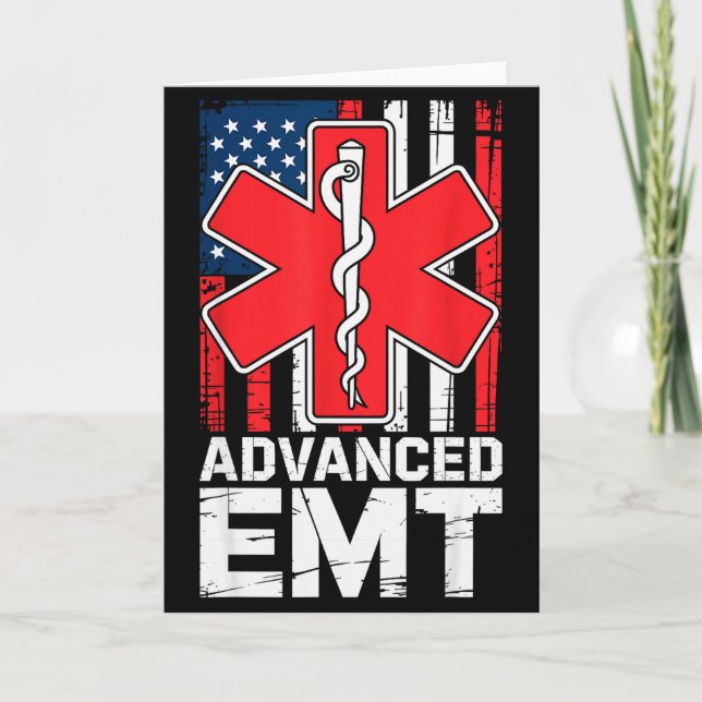 American Flag Advanced Emt Aemt Medical Technician Karte (Vorderseite)