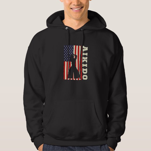 American Flag Aikido Japanese Martial Art Combat S Hoodie (Vorderseite)