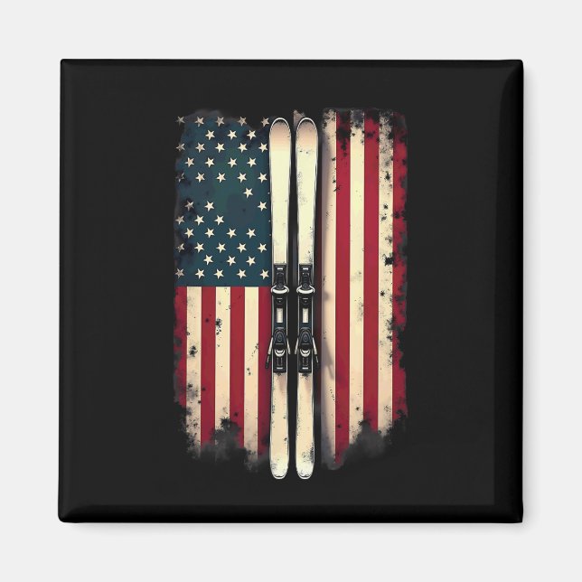 American Flag Alpinskifahrer 2 Magnet (Vorne)