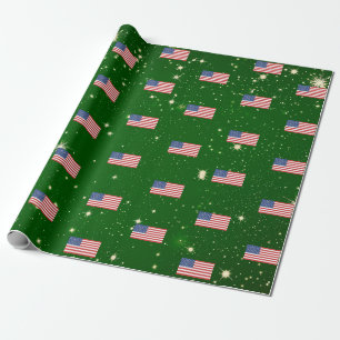 American Flag America USA Patriotic Christmas Geschenkpapier