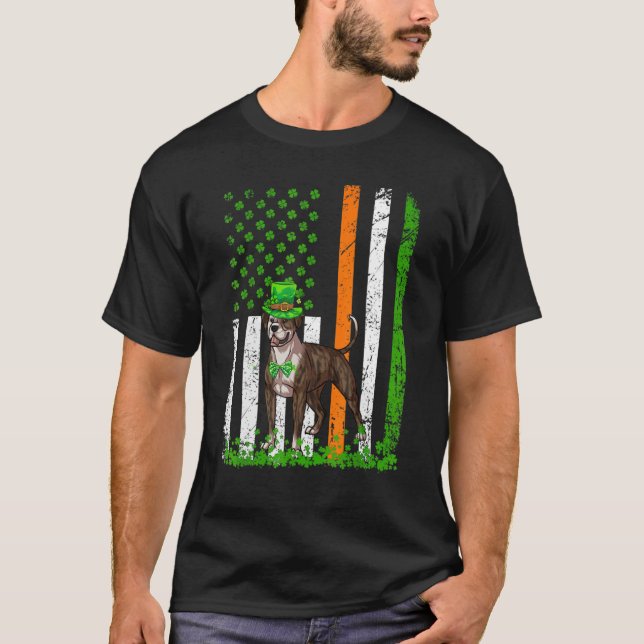 American Flag American Bulldog Dog St Patricks Da T-Shirt (Vorderseite)