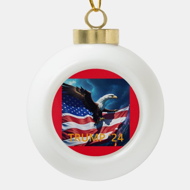 American Flag American Eagle TRUMP 2024 Keramik Kugel-Ornament (Vorderseite)