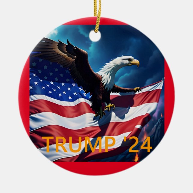 American Flag American Eagle TRUMP 2024 Keramik Ornament (Vorne)