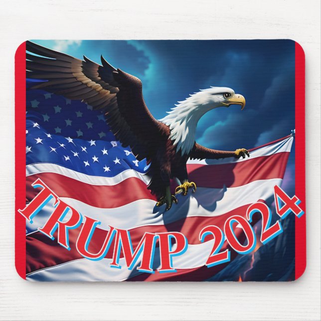 American Flag American Eagle TRUMP 2024 Mousepad (Vorne)