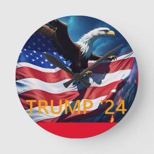 American Flag American Eagle TRUMP 2024 Runde Wanduhr