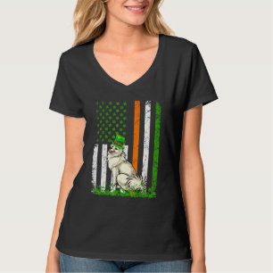 American Flag American Eskimo Dog St Patricks T-Shirt