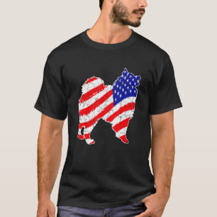 American Flag American Eskimo Patriotic Dog Vater T-Shirt