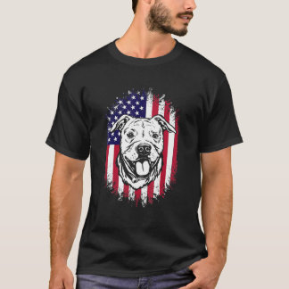 American Flag Amstaff American Staffordshire Terri T-Shirt