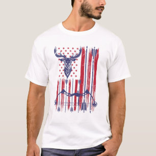 American Flag Archery Bow Deer Bowhunting T-Shirt
