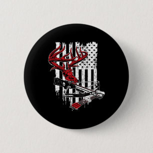 American Flag Archery Bow Jagd Hirschschädel Cros Button